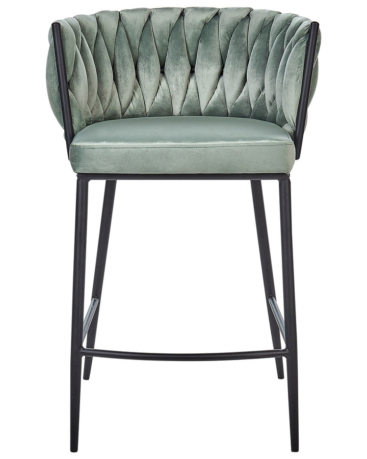 Bar Chair Set of 2 Velvet Light Green Milan