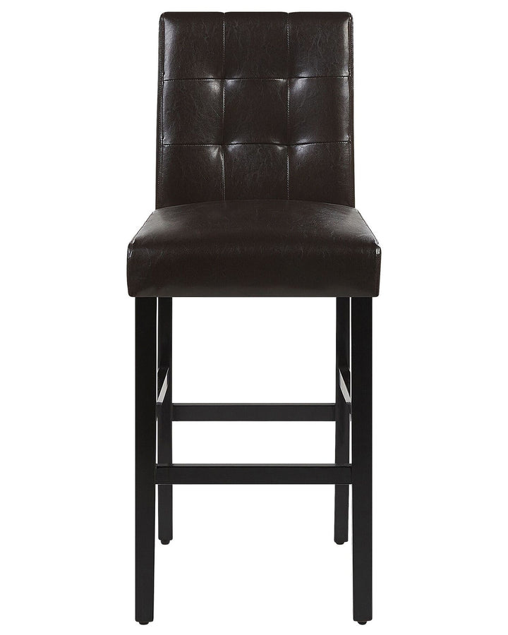 Bar Chair Set of 2 Faux Leather Brown Madison