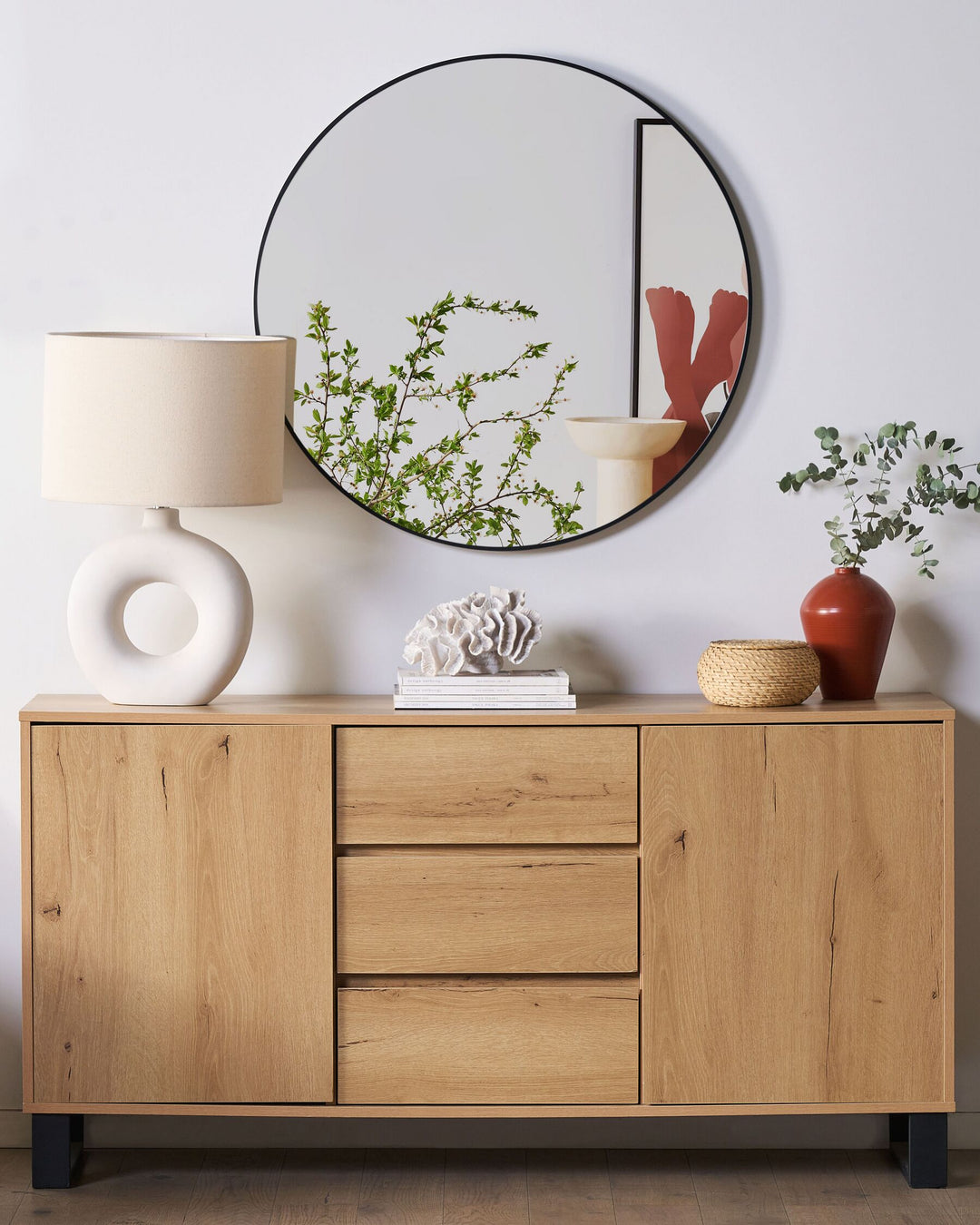 3 Drawer Sideboard Light Wood Elda