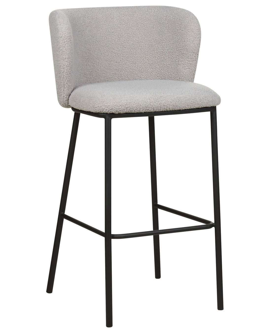 Bar Chair Set of 2 Boucle Light Grey Mina