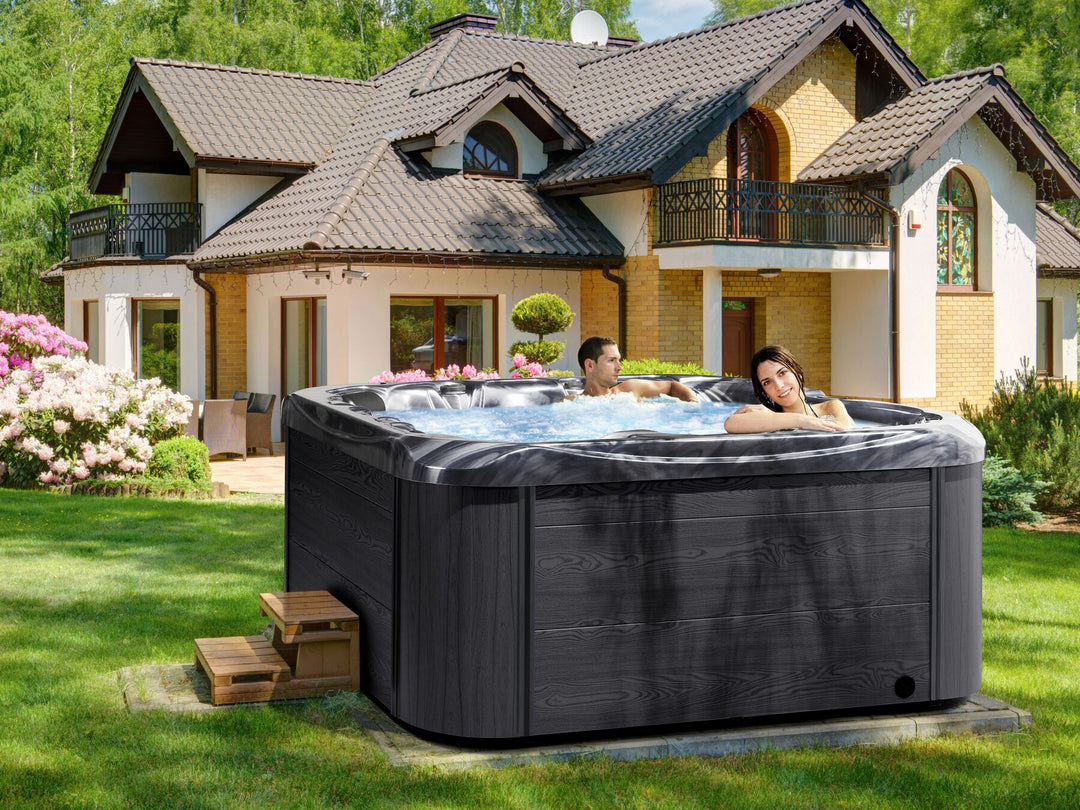 Square Hot Tub with LED Grey Lastarria