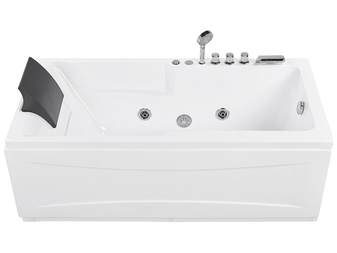 Left Hand Whirlpool Bath with LED 1690 x 810 mm White Artemisa