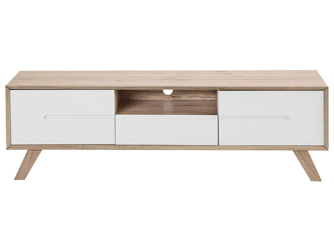 TV Stand Light Wood with White Forester