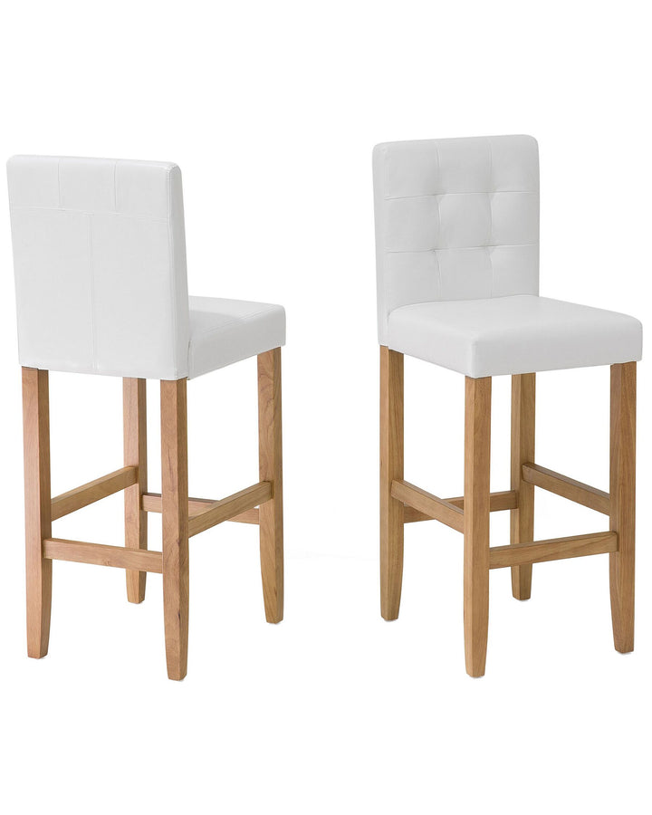 Bar Chair Set of 2 Faux Leather Off-White Madison