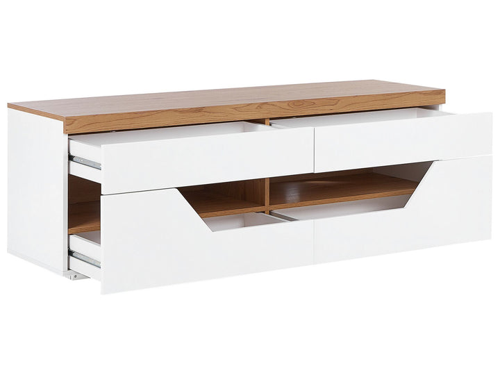 TV Stand White with Light Wood Cheval