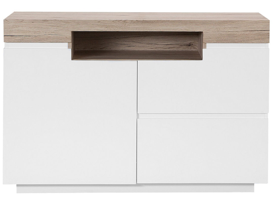 2 Drawer Sideboard White with Light Wood Marlin