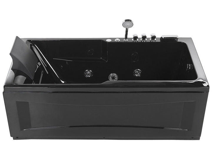 Left Hand Whirlpool Bath with LED 1690 x 810 mm Black Artemisa