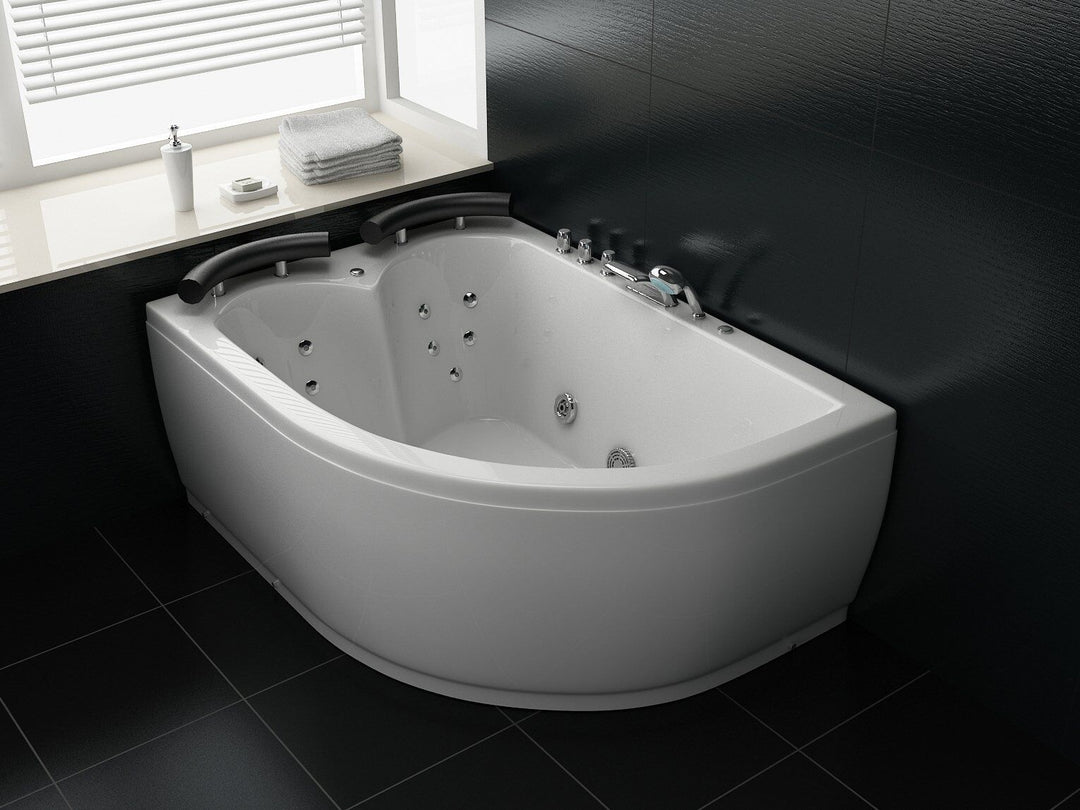 Right Hand Whirlpool Corner Bath with LED 1580 x 1130 mm White Paradiso