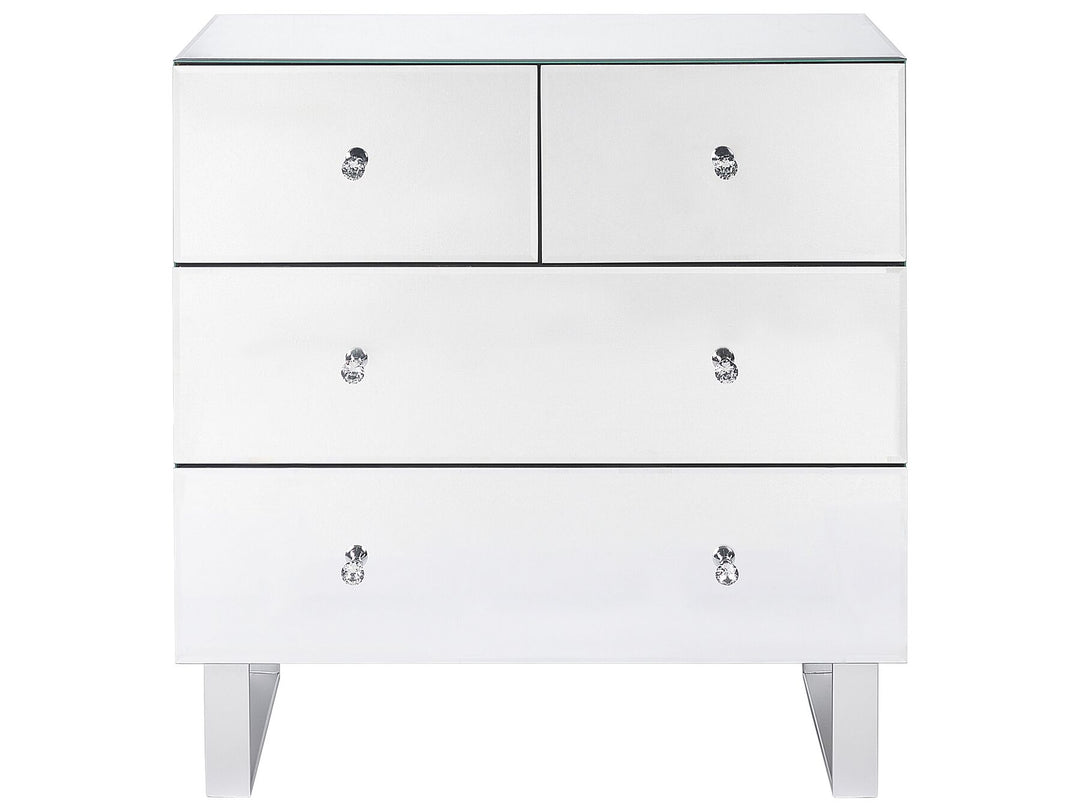 4 Drawer Mirrored Chest Silver Nesle