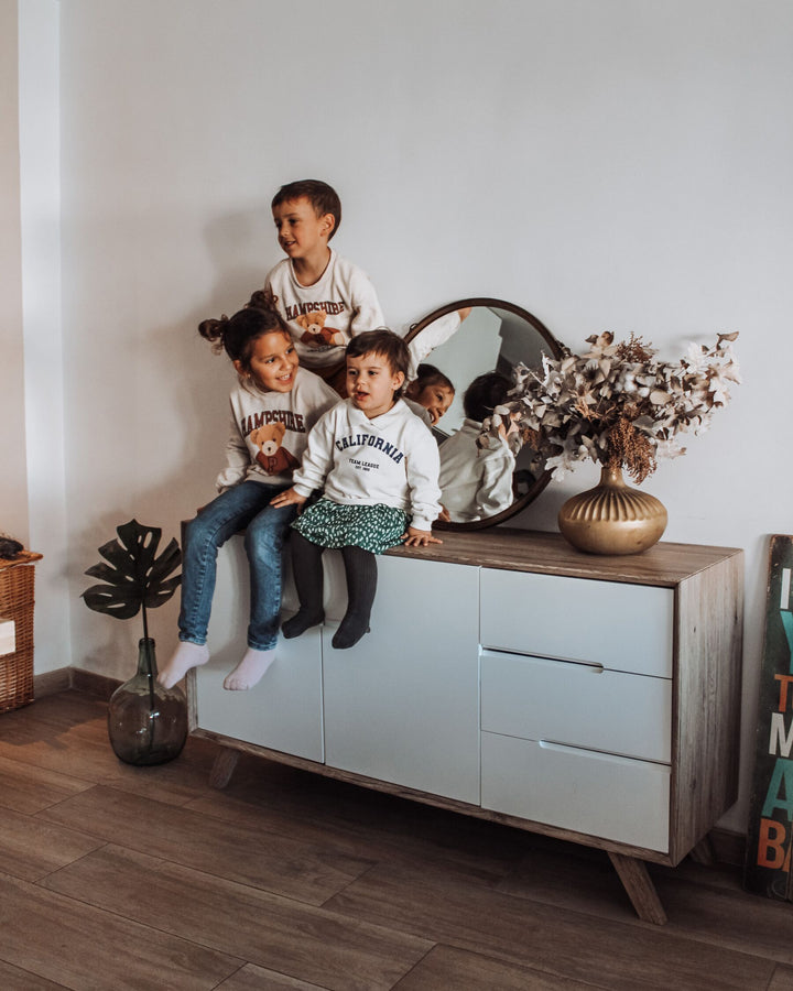 3 Drawer Sideboard White and Light Wood Forester