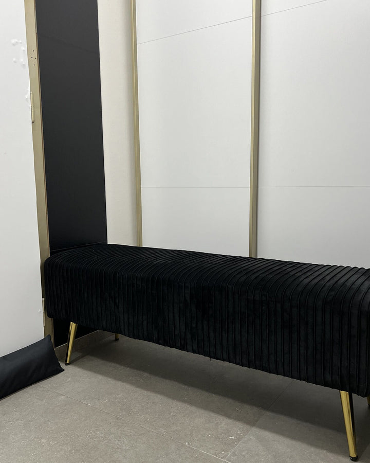 Velvet Bedroom Bench Black Paterson