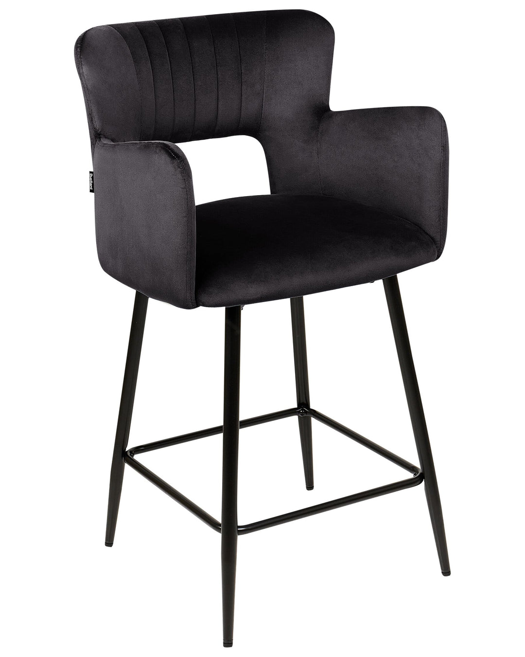 Bar Chair Set of 2 Velvet Black Sanilac