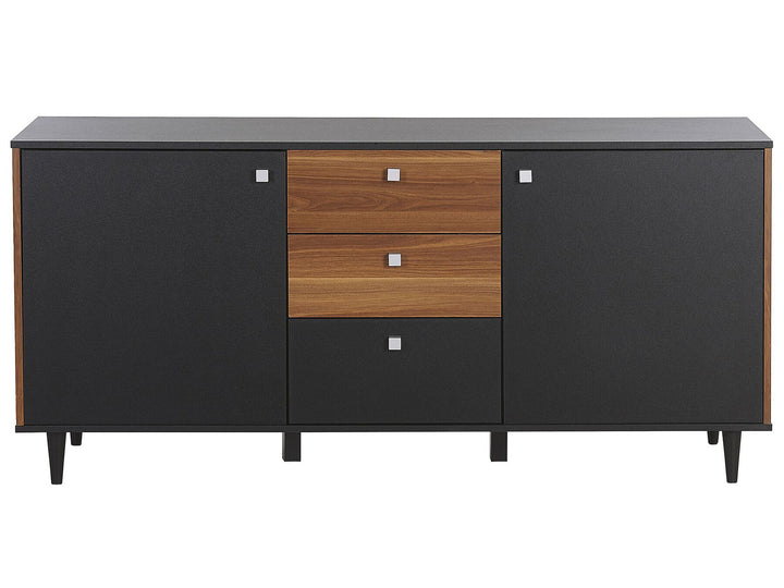 3 Drawer Sideboard Black with Dark Wood Kuro