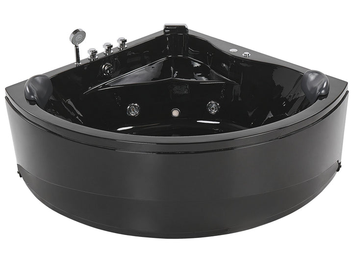 Whirlpool Corner Bath with LED 1970 x 1400 mm Black Baracoa