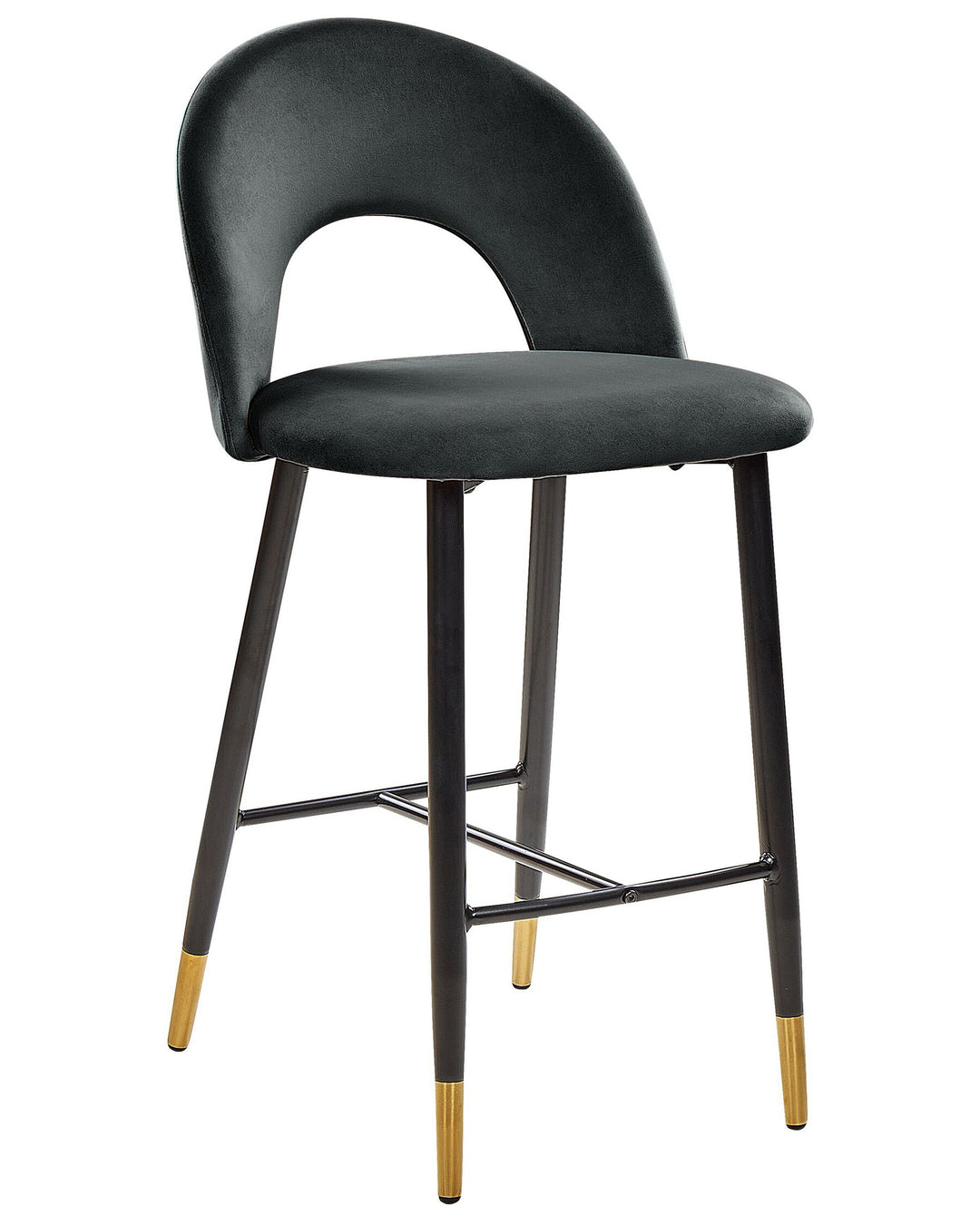 Bar Chair Set of 2 Velvet Black Falton