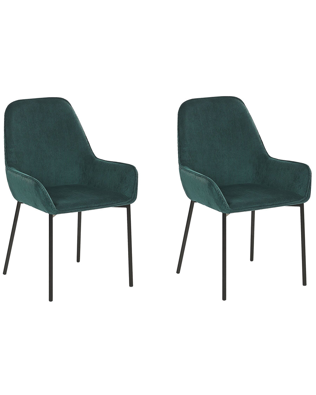 Dining Chair Set of 2 Corduroy Dark Green Loverna