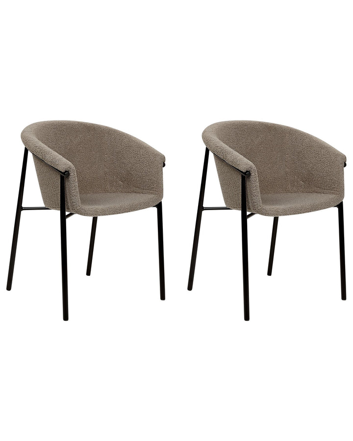 Dining Chair Set of 2 Boucle Taupe Ames