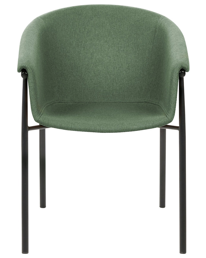 Dining Chair Set of 2 Fabric Dark Green Ames