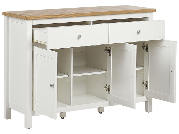 2 Drawer Sideboard White and Light Wood Atoca