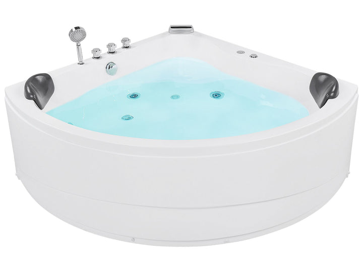 Whirlpool Corner Bath with LED 1970 x 1400 mm White Baracoa