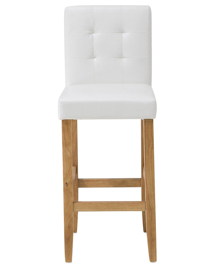 Bar Chair Set of 2 Faux Leather Off-White Madison