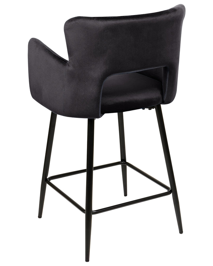 Bar Chair Set of 2 Velvet Black Sanilac