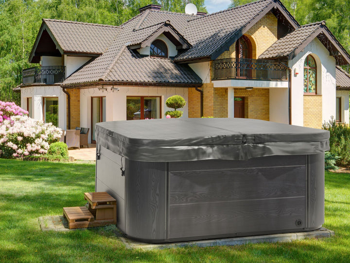 Square Hot Tub with LED Grey Lastarria