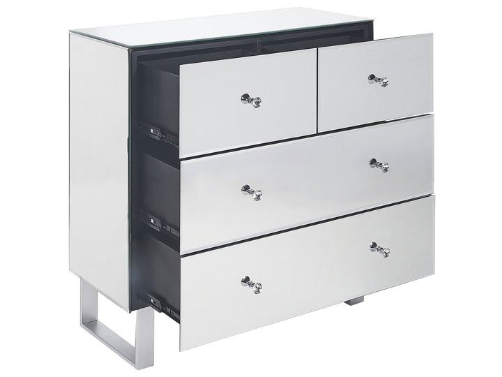 4 Drawer Mirrored Chest Silver Nesle