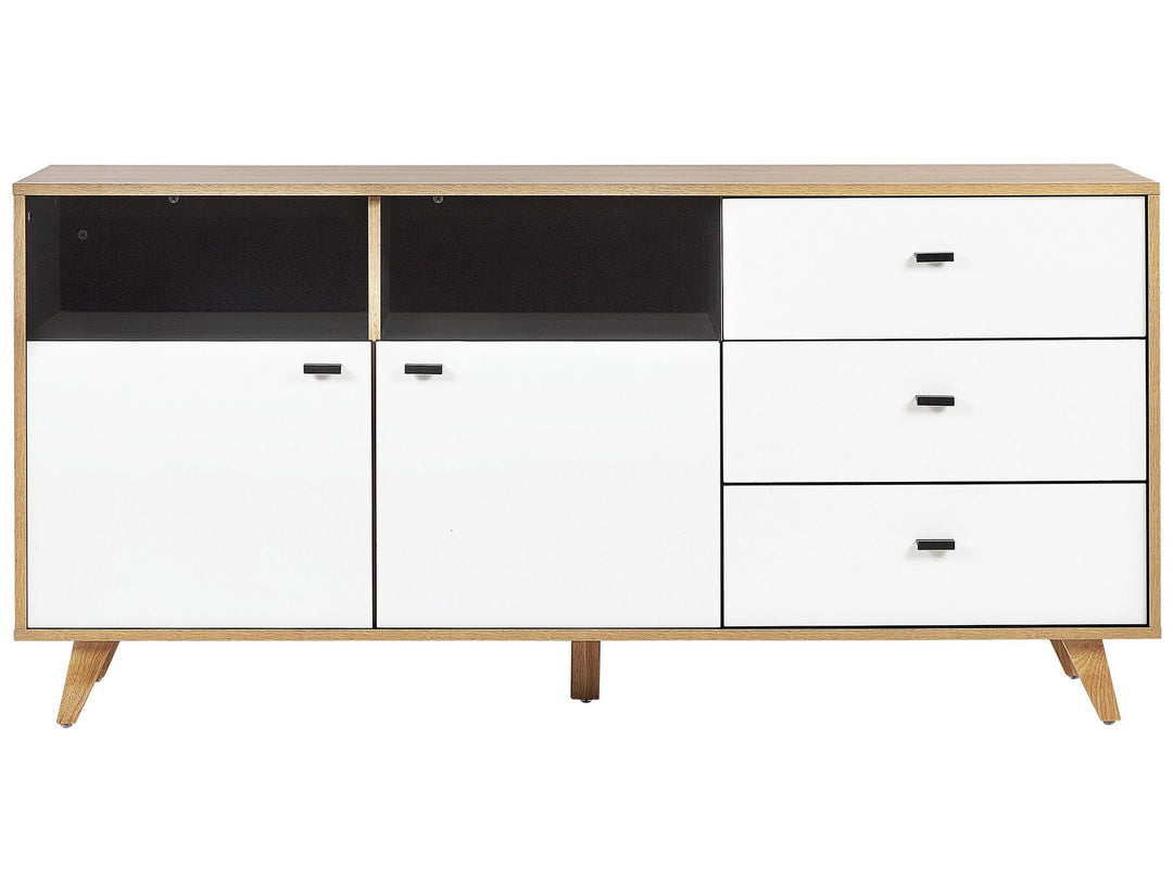 3 Drawer Sideboard Light Wood with White Ilion