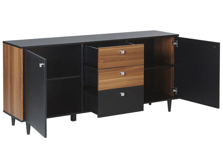 3 Drawer Sideboard Black with Dark Wood Kuro