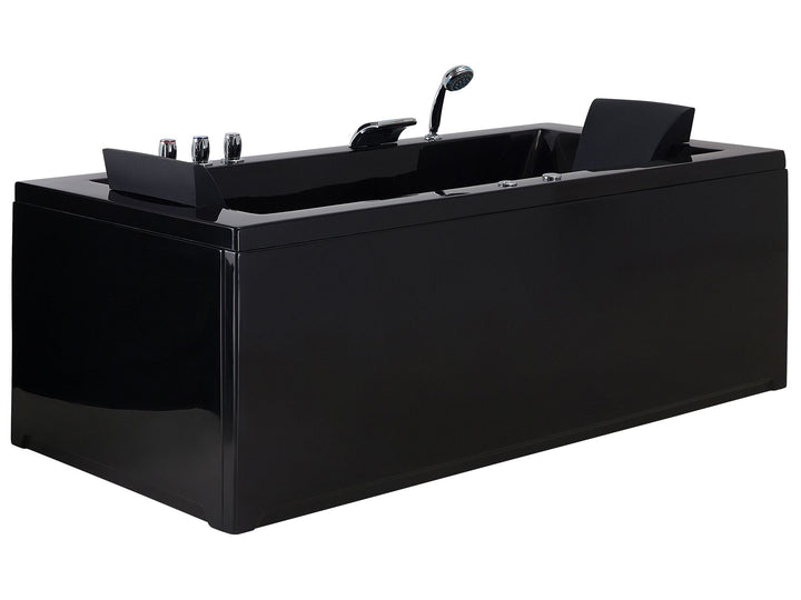 Left Hand Whirlpool Bath with LED 1830 x 900 mm Black Varadero