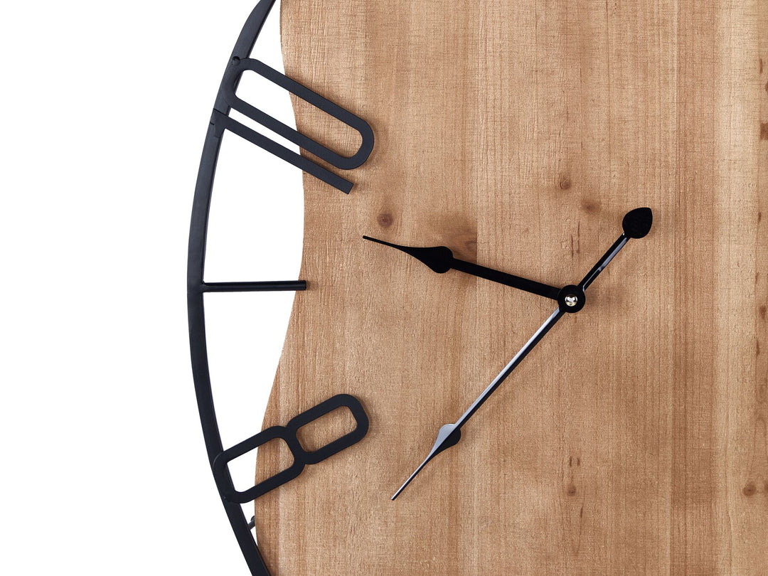 Iron Wall Clock 46 x 60 cm Light Wood with Black Meynes