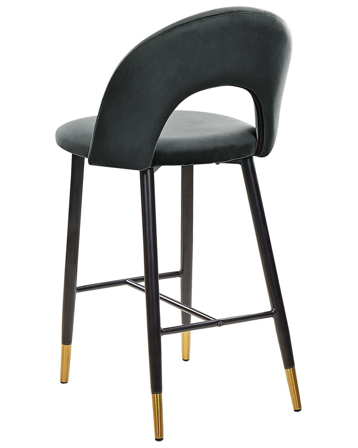 Bar Chair Set of 2 Velvet Black Falton