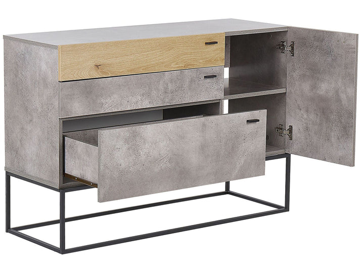 3 Drawer Sideboard Grey with Light Wood Arietta