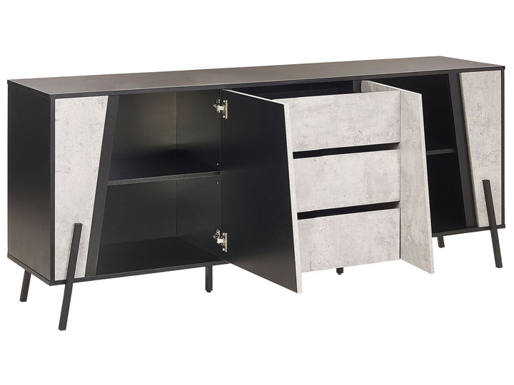 3 Drawer Sideboard Concrete Effect with Black Blackpool