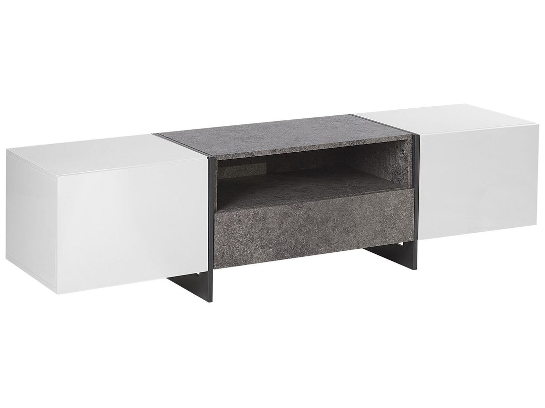 TV Stand LED Concrete Effect with White Russel