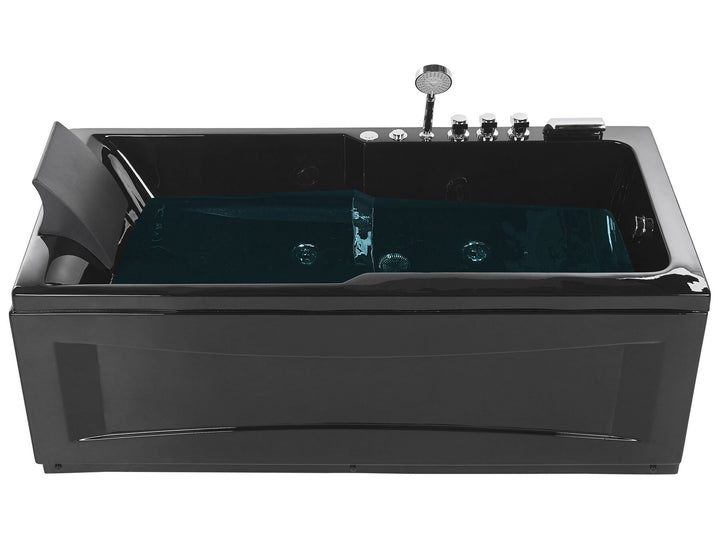 Left Hand Whirlpool Bath with LED 1690 x 810 mm Black Artemisa