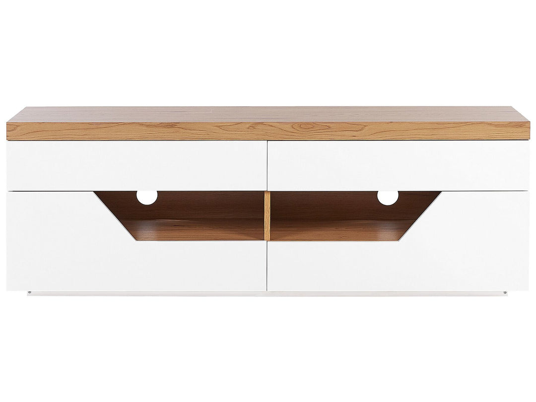 TV Stand White with Light Wood Cheval