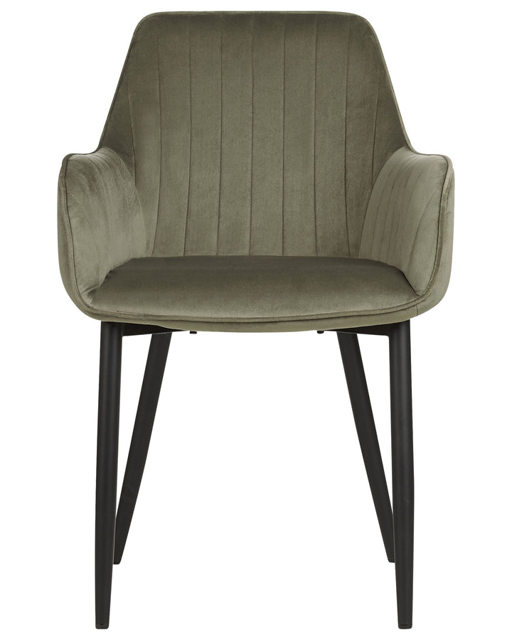 Dining Chair Set of 2 Velvet Olive Green Denma