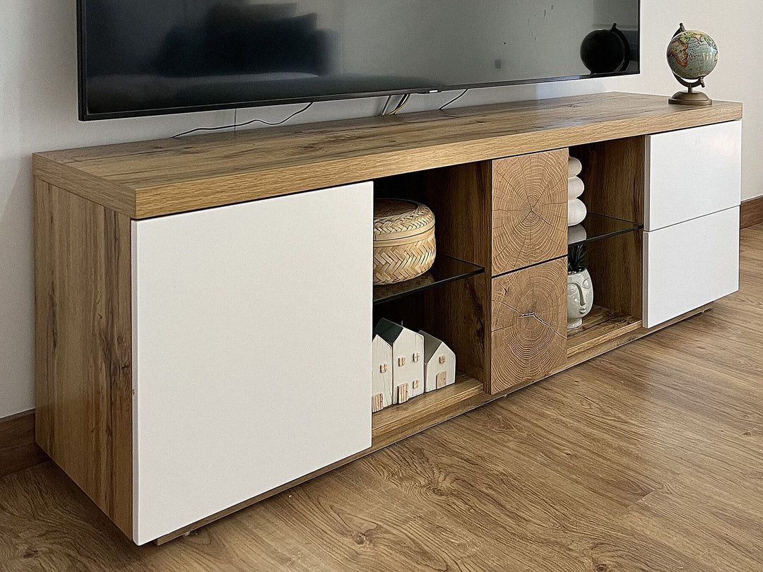 TV Stand Light Wood and White Farada