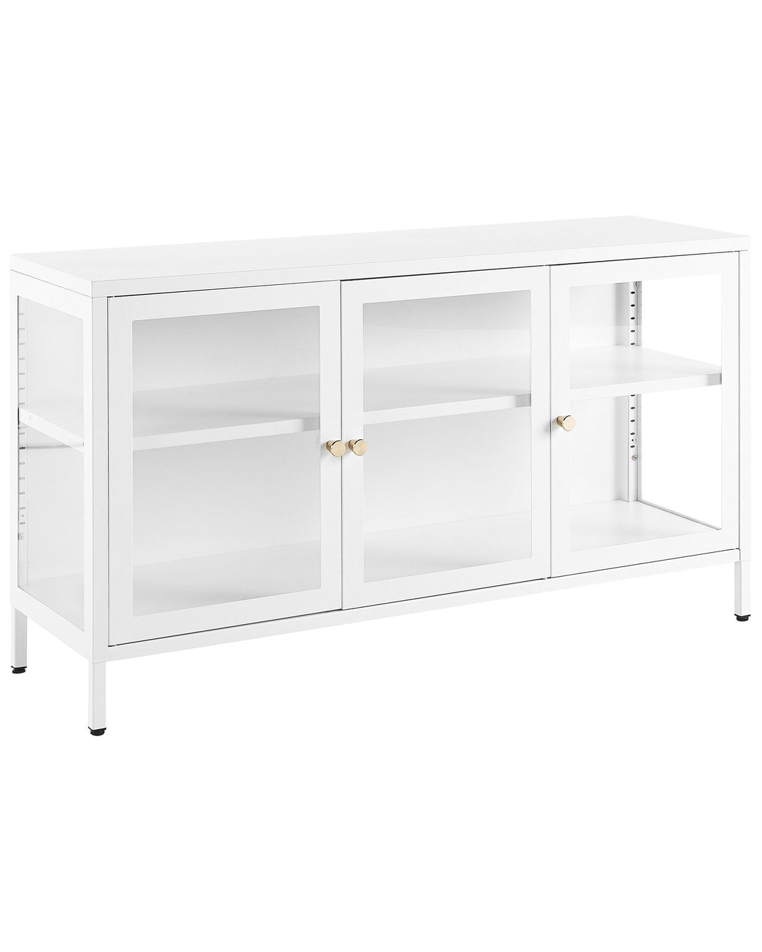 3 Door Metal LED Sideboard with Glass Display White Newport