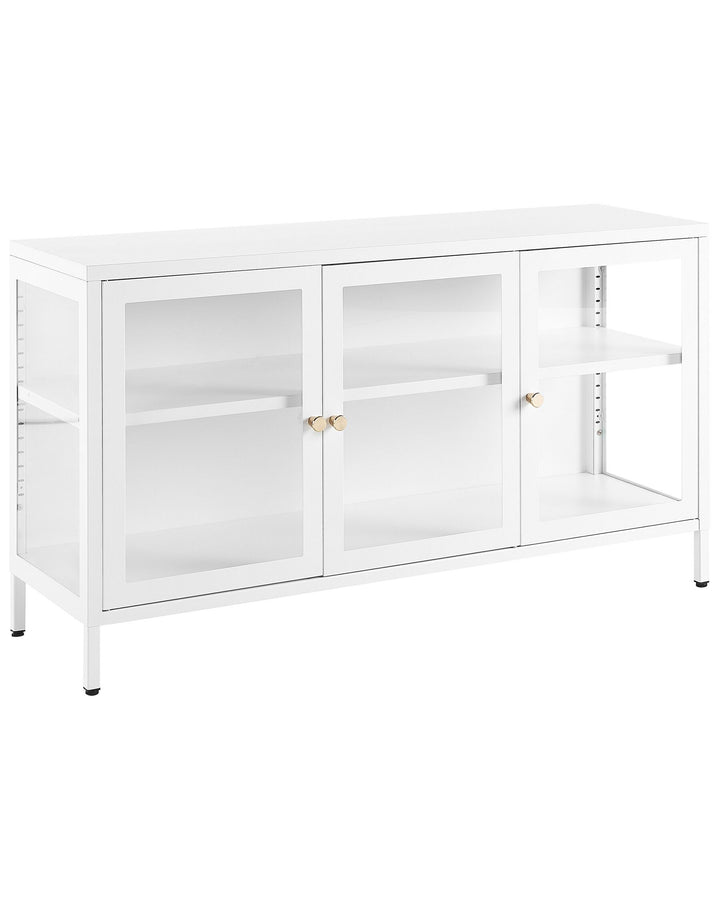 3 Door Metal LED Sideboard with Glass Display White Newport