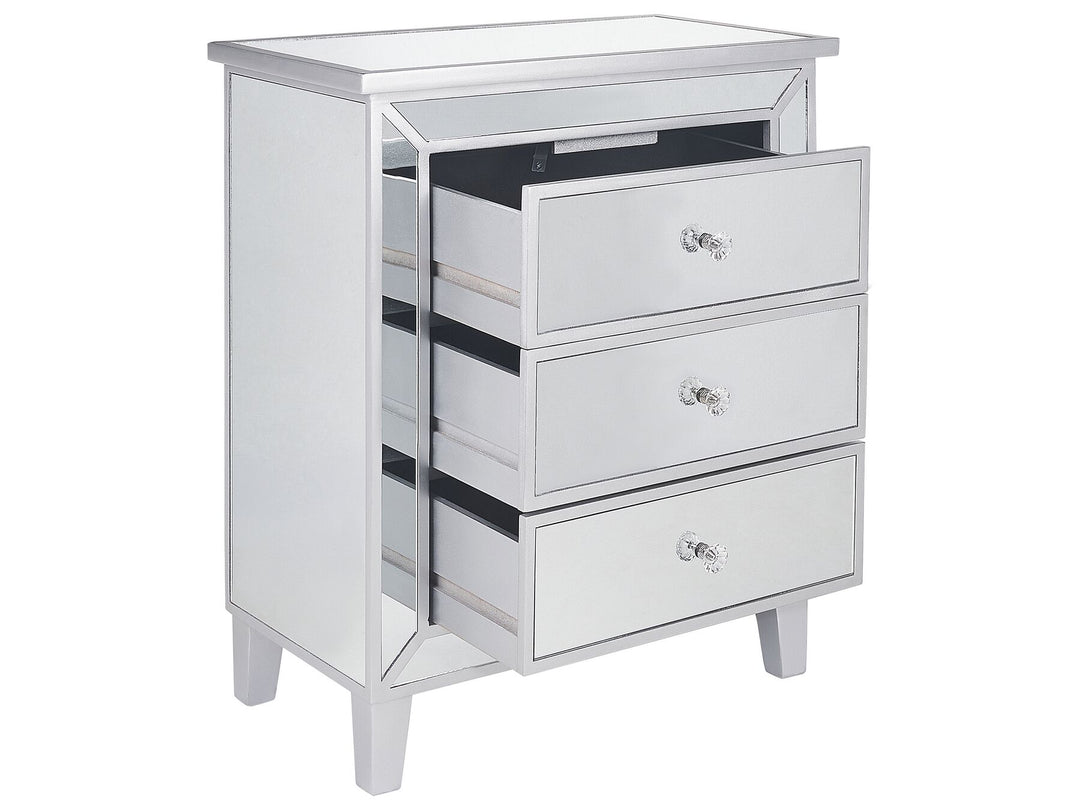 3 Drawer Mirrored Chest Silver Breves