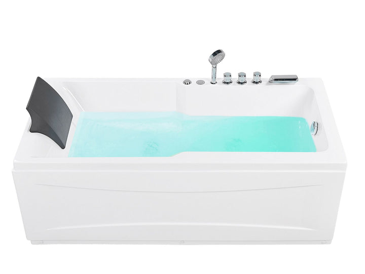 Left Hand Whirlpool Bath with LED 1690 x 810 mm White Artemisa