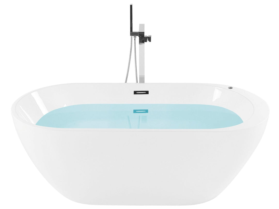 Freestanding Whirlpool Bath with LED 1700 x 800 mm White Nevis