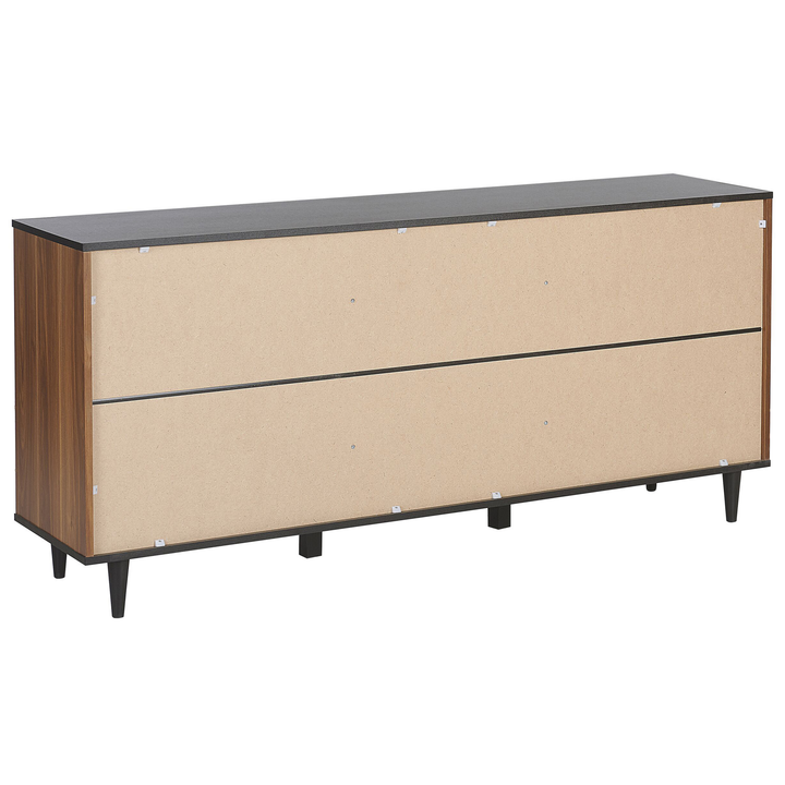 3 Drawer Sideboard Black with Dark Wood Kuro