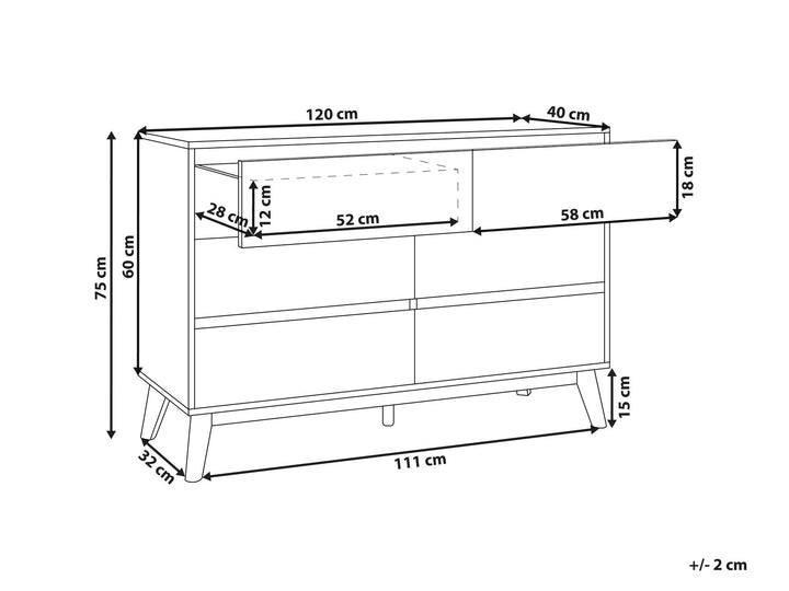 6 Drawer Chest Light Wood Lapina