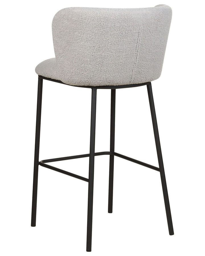 Bar Chair Set of 2 Boucle Light Grey Mina