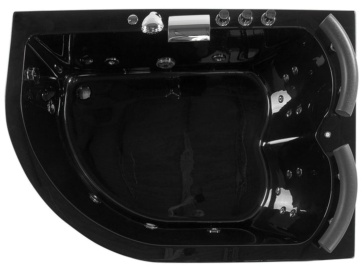 30/03/2025 Left Hand Whirlpool Corner Bath with LED 1580 x 1130 mm Black Paradiso