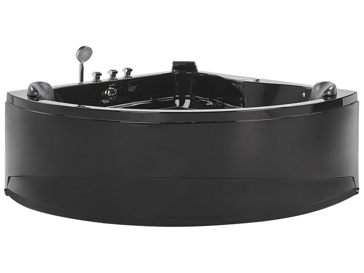 Whirlpool Corner Bath with LED 1970 x 1400 mm Black Baracoa